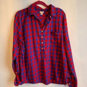Jcrew Popover Blue and Red shirt